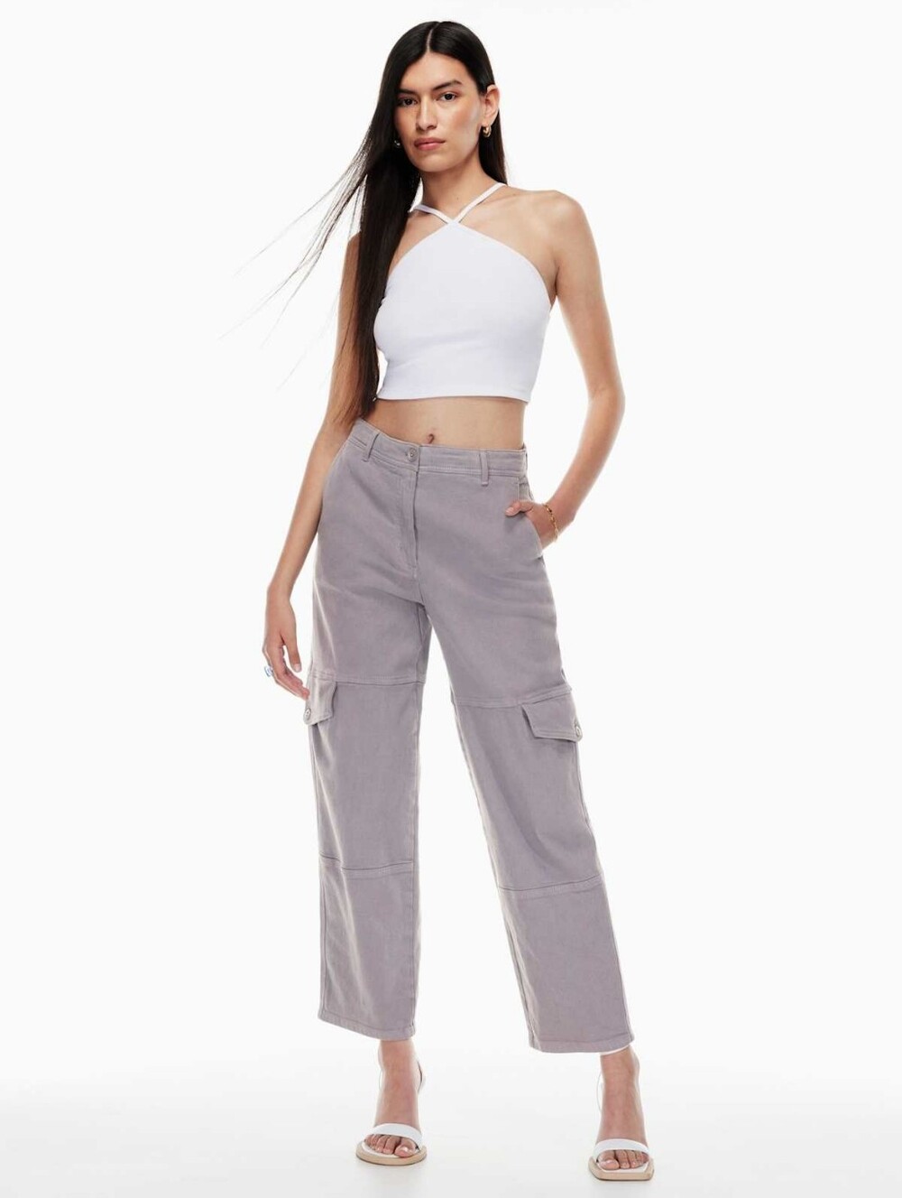 Wilfred Free Aritzia Maeve Denim Cargo Pants High Rise Taupe Beige Brown 6